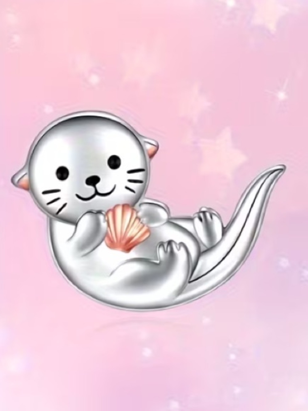 Silver Sea Otter Stud Earrings - Picture 2 of 3